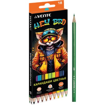 Карандаши 18цв "deVENTE. Hey Bro"  2М 2,8мм шестигранные 5023418/Китай