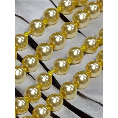 Бусы жемчужные длинные Арт 01/золотисто-бежевый