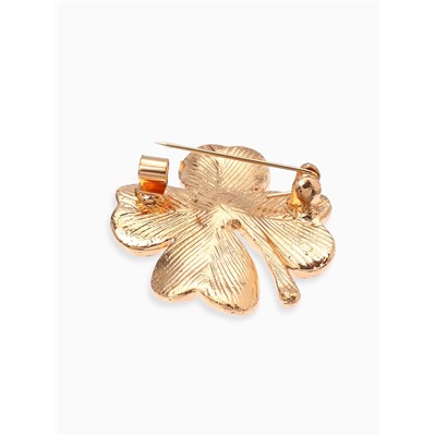 Брошь «Клевер», бело-зелёная в золоте