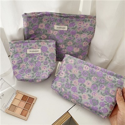 Fresh cosmetic bag, cloth, handheld travel bag, underwear, liner, flowered