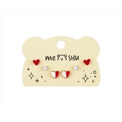 Серьги MESHU, бижутерия, красные, 3 пары, европодвес