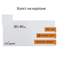 Холст на картоне Calligrata, хлопок 100%, 20×40 см, 3 мм, акриловый грунт, мелкое зерно, 280 г/м²