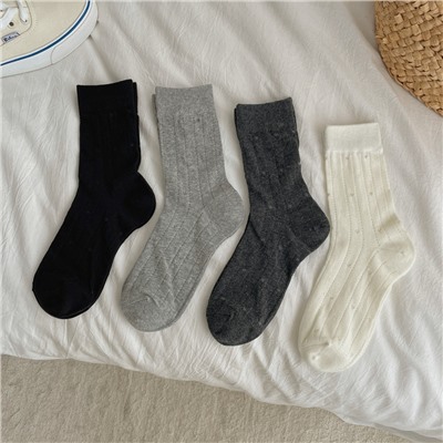 White colored silk summer spring thin knee socks