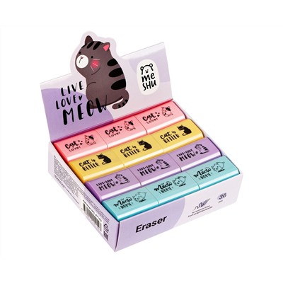 Ластик MESHU "Live, Love, Meow", термопластичная резина, 37*24*11мм14,83