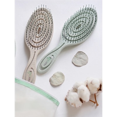 Массажная расческа «ECOistka», модель «Green hairbrush», цвет бежевый