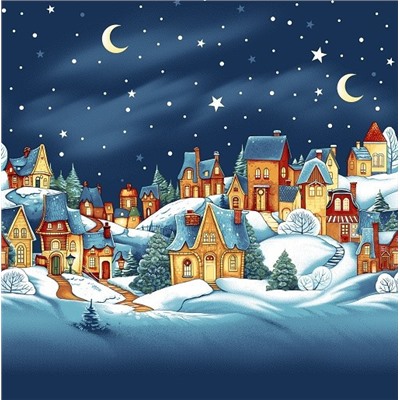 Скатерть двунитка №158 Зимняя сказка синий