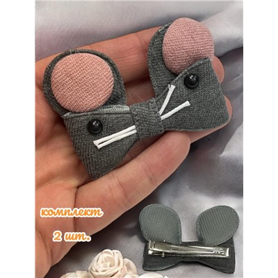 Зажим-уточка для волос детский "Мышка" 2 шт УТ3 тип 3