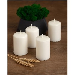 HEMSJÖ Свеча-столбик 4штBlockkerze duftneutral, naturfarben, 8 cm