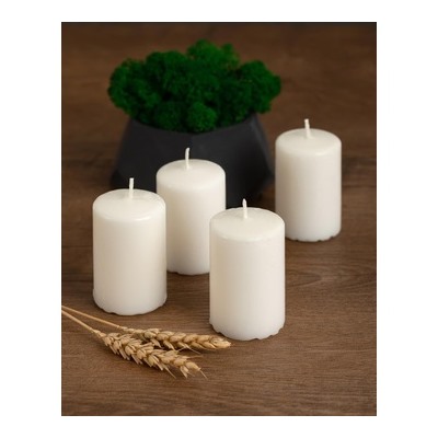 HEMSJÖ Свеча-столбик 4штBlockkerze duftneutral, naturfarben, 8 cm