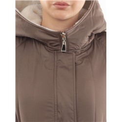 2639 DK. BEIGE Пальто двухстороннее женское еврозима (100 гр. холлофайбер, искусственный мех)