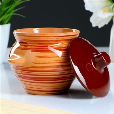 Горшочек для запекания Борисовская керамика «Тигровая», 500 мл, 10×10.5 см, оранжевый