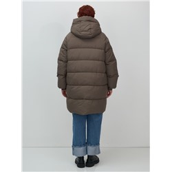 Пальто двубортная зимнее утепленное женское коричневого цвета 7732K