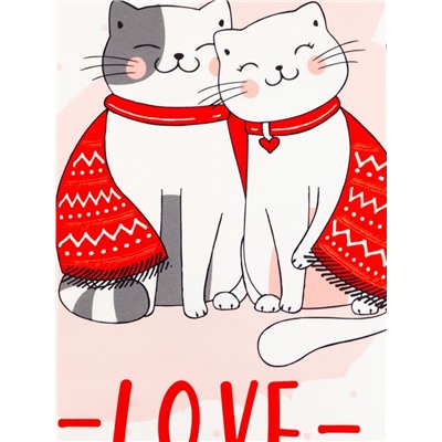 Полотенце Этель "Cat's love" 40х73 см, 100% хлопок, саржа 190 гр/м2