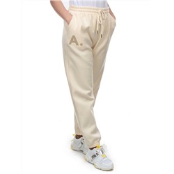M041 BEIGE Брюки спортивные женские на флисе (100% хлопок) 7986