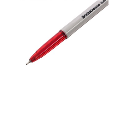 Ручка шариковая ErichKrause Slender Stick Grey, Super Glide, 0.7 мм, красная
