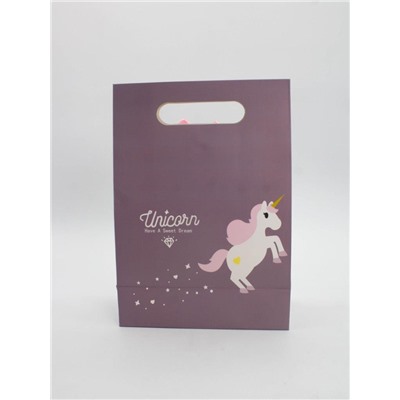 Пакет подарочный  (M) "Lovely unicorn", brown (19x 9 x 27)