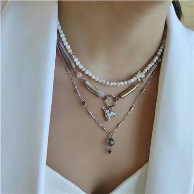 Сет из столбиков перламутра, из раухтопаза и коралла