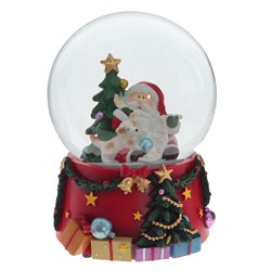 GAEM Фигурка декор в стекл шаре "Дед Мороз" (муз с ключ), D10 см, L10 W10 H12,5 см