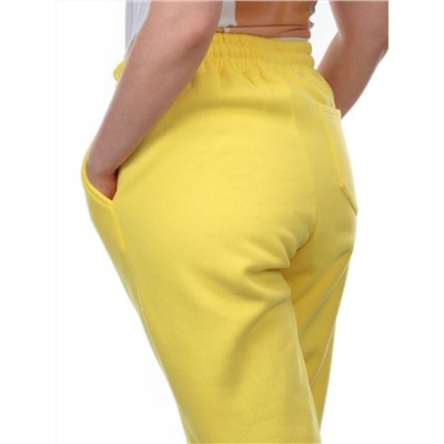 M045 YELLOW Брюки спортивные женские на флисе (100% хлопок) 7986