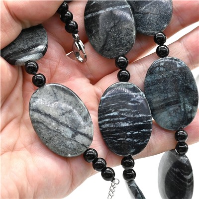 Бусы из яшмы овал 25*35мм, 61см