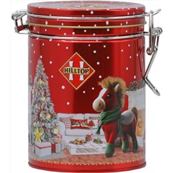 HILLTOP. Новый год. Банка с клипсой. Плюшевая лошадь 100 гр. жест.банка