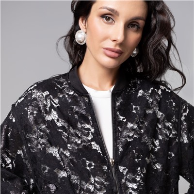 Бомбер с пайетками, расшитый, Секрет смелости (чёрный)