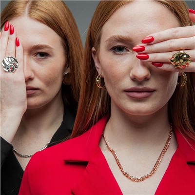 Серьги кольца QF «Цепи», d=2.3 см, цвет золото