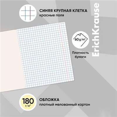 Тетрадь 12 листов в крупную клетку ErichKrause «Классика», обложка мелованный картон, жёлтая