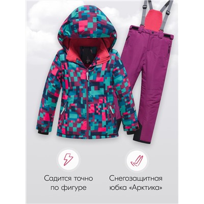 Горнолыжный костюм зимний для девочки бордового цвета 9436Bo