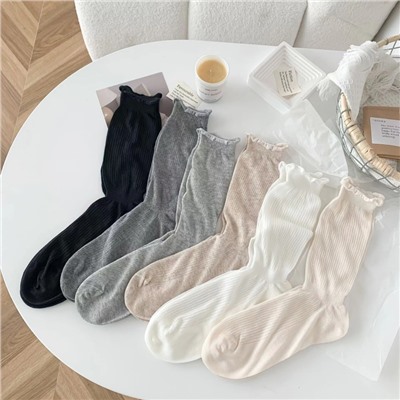 Brand summer thin knee socks, Korean style, mid-length