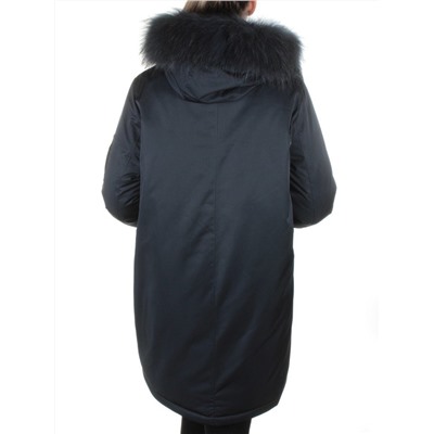 E-1961 DK. BLUE Пальто женское с мехом Evcanbady
