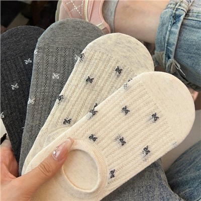 Cotton breathable summer thin non-slip socks with bow