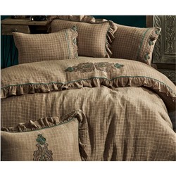 2 сп. Евро Комплект Постельного Белья Cotton Saten Arles Bej Çift - EcoCotton