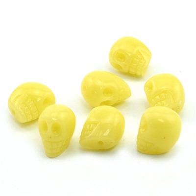 Разделитель-бусина П, Череп  9*11*13мм, цв.желтый, отверстие 1,2мм.