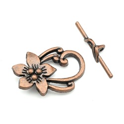 Замок тогл цветок цв.медный, 30*20мм