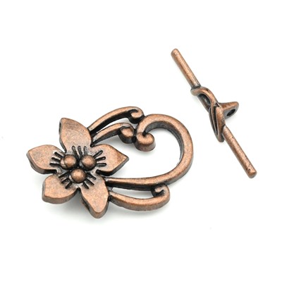 Замок тогл цветок цв.медный, 30*20мм