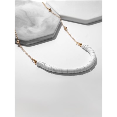 Колье «Перламутр» майя, белое в золоте, 42 см