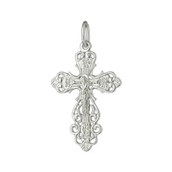 Крест из серебра литье белый