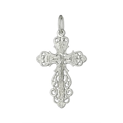 Крест из серебра литье белый