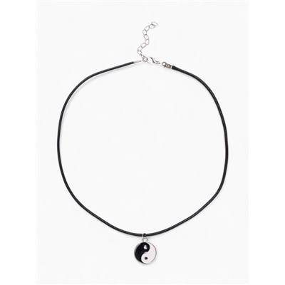 Кулон на шнурке «Инь-ян», чёрно-белый в серебре, 45 см
