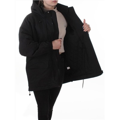 3096 BLACK Куртка демисезонная женская (100 гр. холлофайбер)
