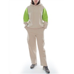3156/3157 BEIGE/LT. GREEN Костюм спортивный женский (95% хлопок, 5% эластан)