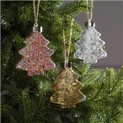 Набор ёлочных шаров «Ёлочки», 3 шт., 1 LED, от батареек, свечение тёплое белое, RGB, белое