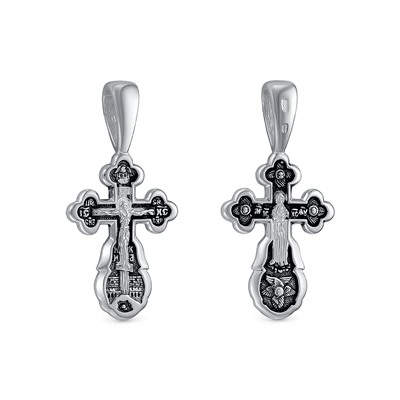 Крест (образ Валаамская) из серебра литье частичное чернение