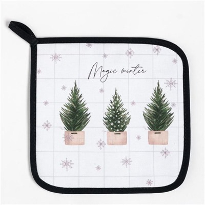 Набор кухонный Magic winter, варежка-прихватка 20×28 см, прихватка 19×19 см,100% хлопок