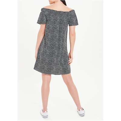 Black Polka Dot Bardot Dress