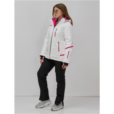 Горнолыжная куртка женская зимняя белого цвета 7091Bl