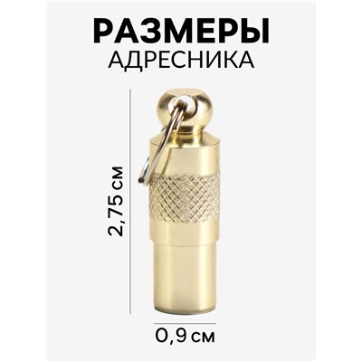 Адресник-капсула под записку, 0,9 х 2,75 см, фасовка 6 шт, микс