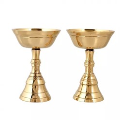 Набор масляных ламп для Пуджи (2 шт), Brass Kerala Diya Brass Oil Lamp Diya for Puja 2 pcs, произв. CraftVatika