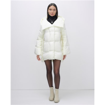 Куртка зимняя женская с большим капюшоном модная бежевого цвета 7739B